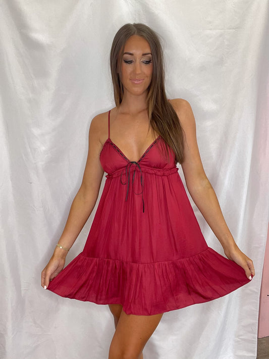 Bulldog Babe Maroon Dress