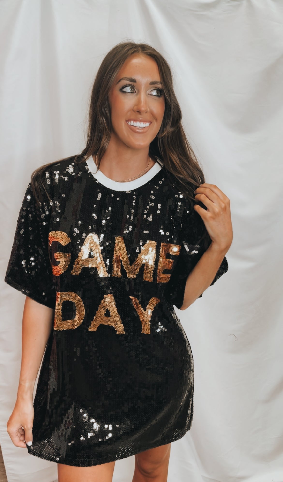 Black Sequin Game Day Tunic/Dress