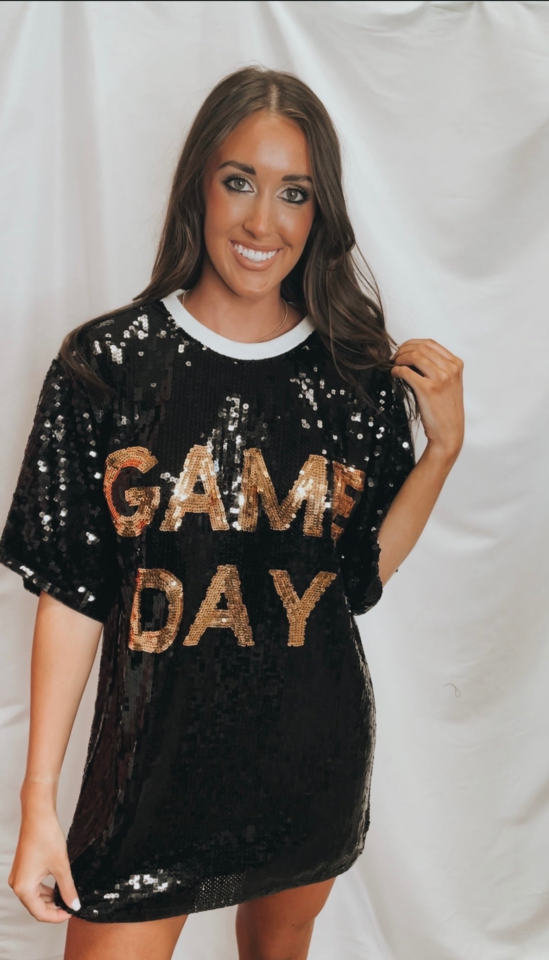 Black Sequin Game Day Tunic/Dress