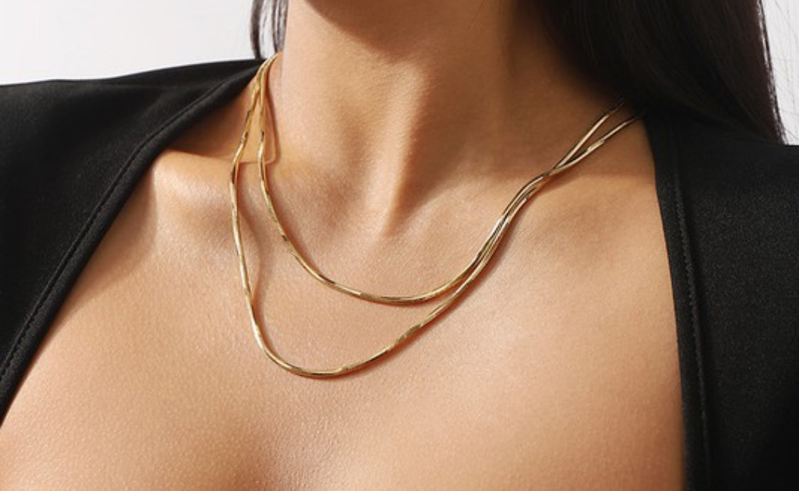 Stainless Steel Flat Snake Chain Necklace