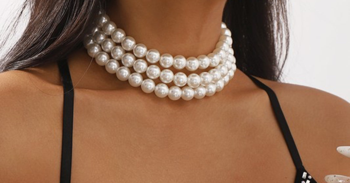 Layered Pearl Choker Necklace