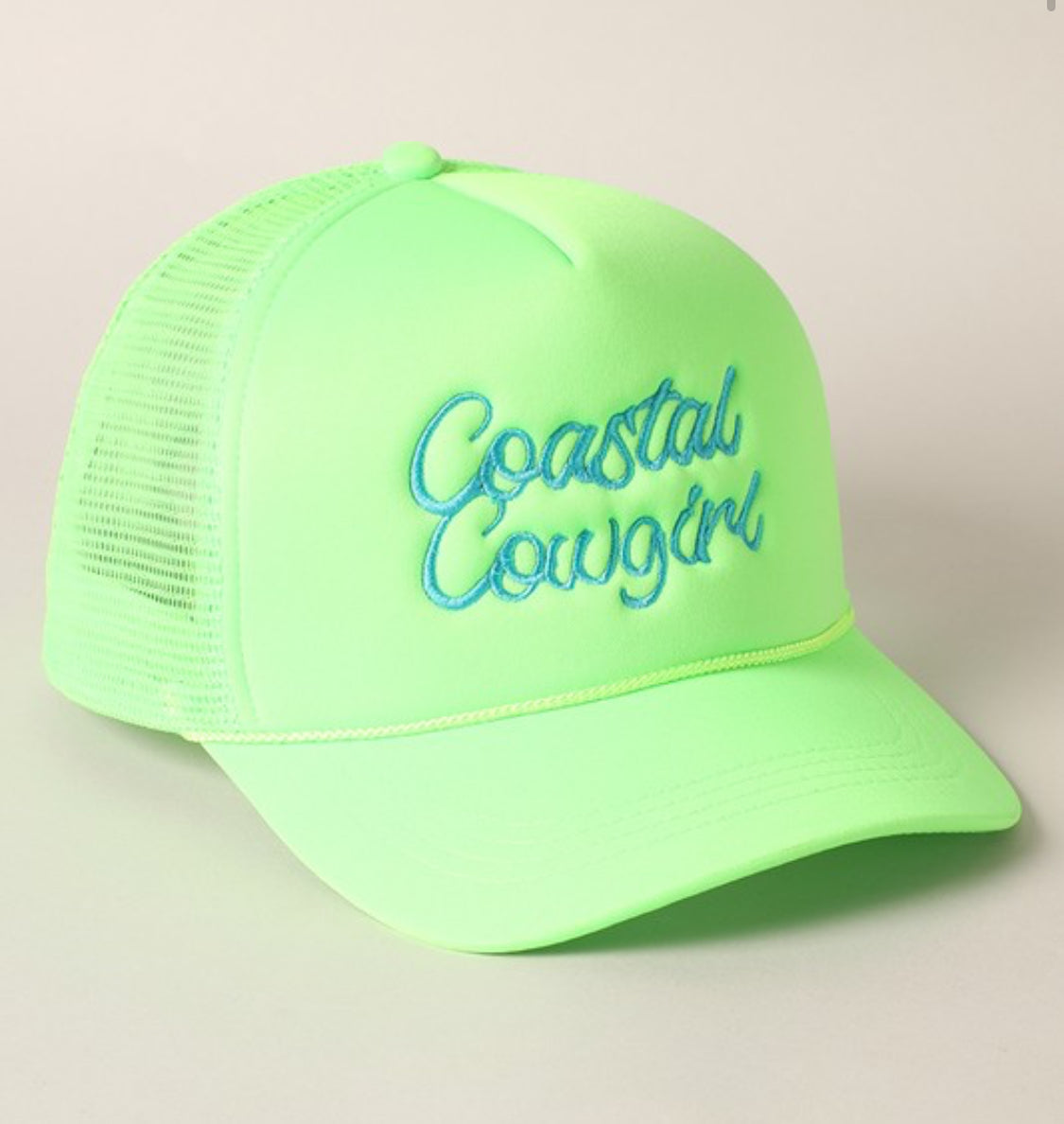 Neon Green Coastal Cowgirl Trucker Hat