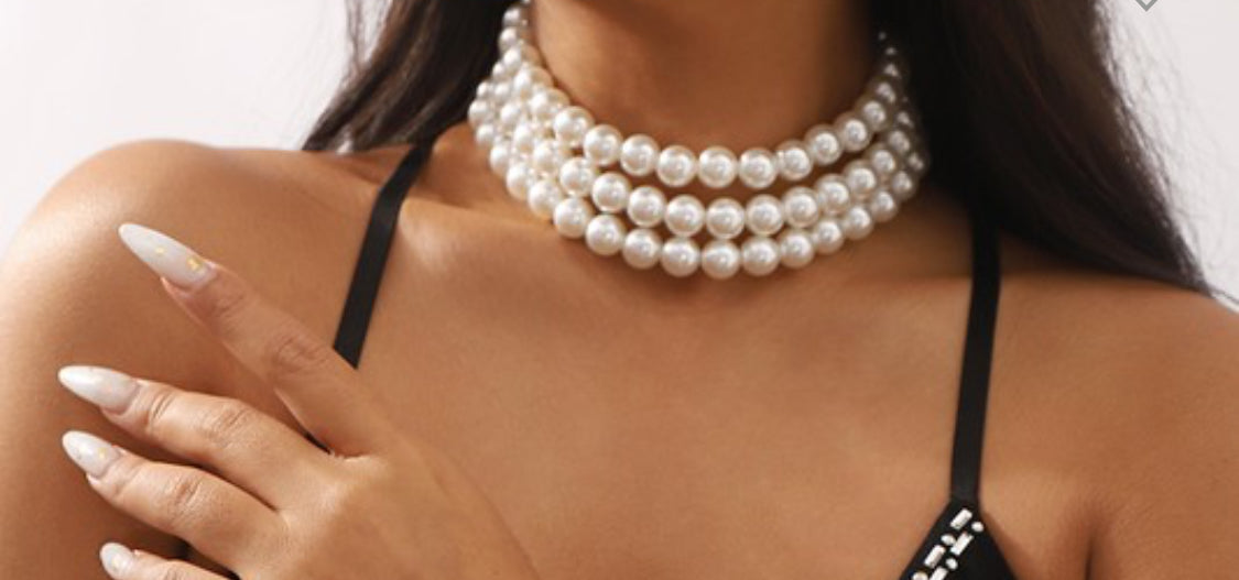 Layered Pearl Choker Necklace