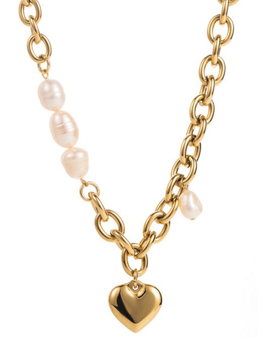 Pearl Cross Heart Necklace
