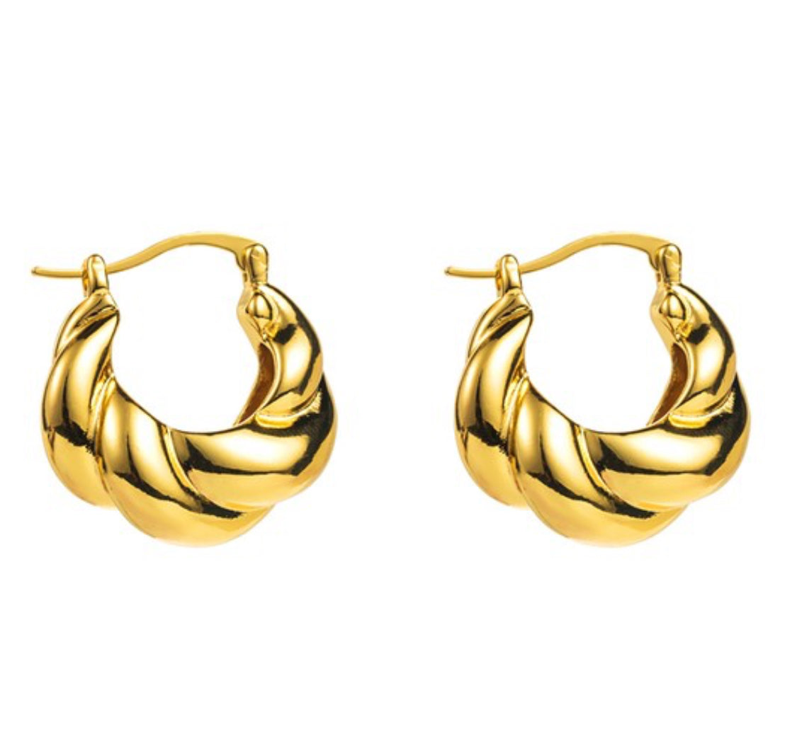 18K Plated Gold Chunky Hoop Earrings