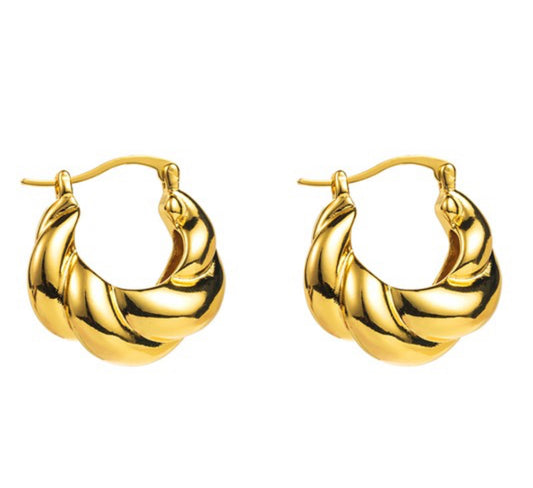 18K Plated Gold Chunky Hoop Earrings