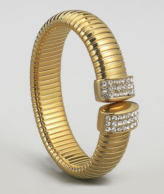 Water Resistant Gold Rhinestone Bangle