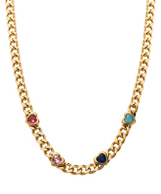 Multicolor Crystals Chain Necklace