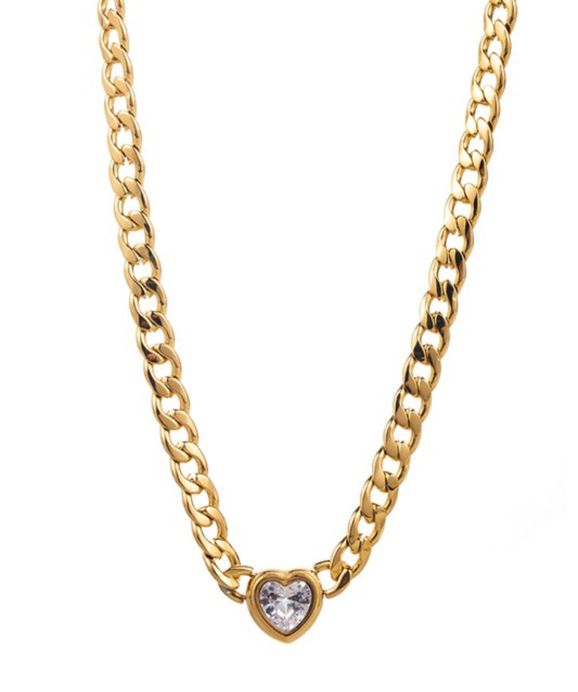 Curb Chain Heart Necklace
