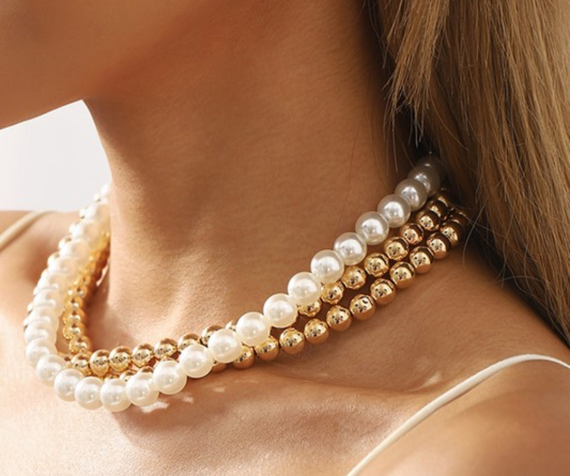 Multi-Layered Pearl Beaded Necklace