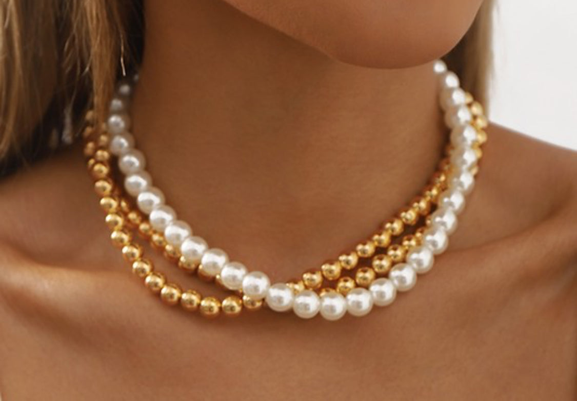 Multi-Layered Pearl Beaded Necklace