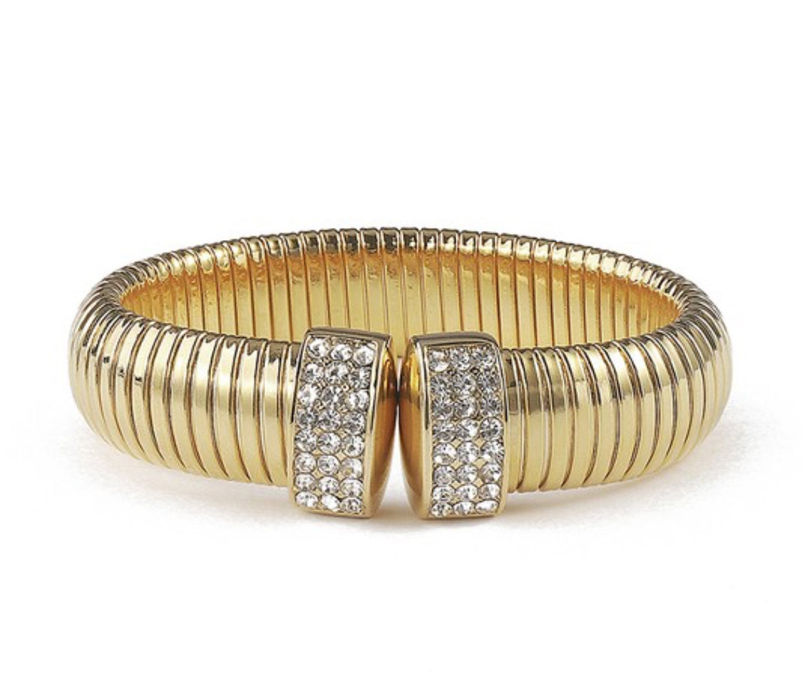 Water Resistant Gold Rhinestone Bangle