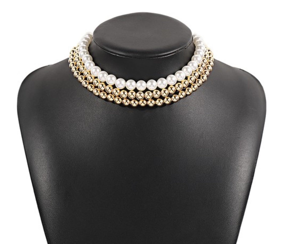 Multi-Layered Pearl Beaded Necklace