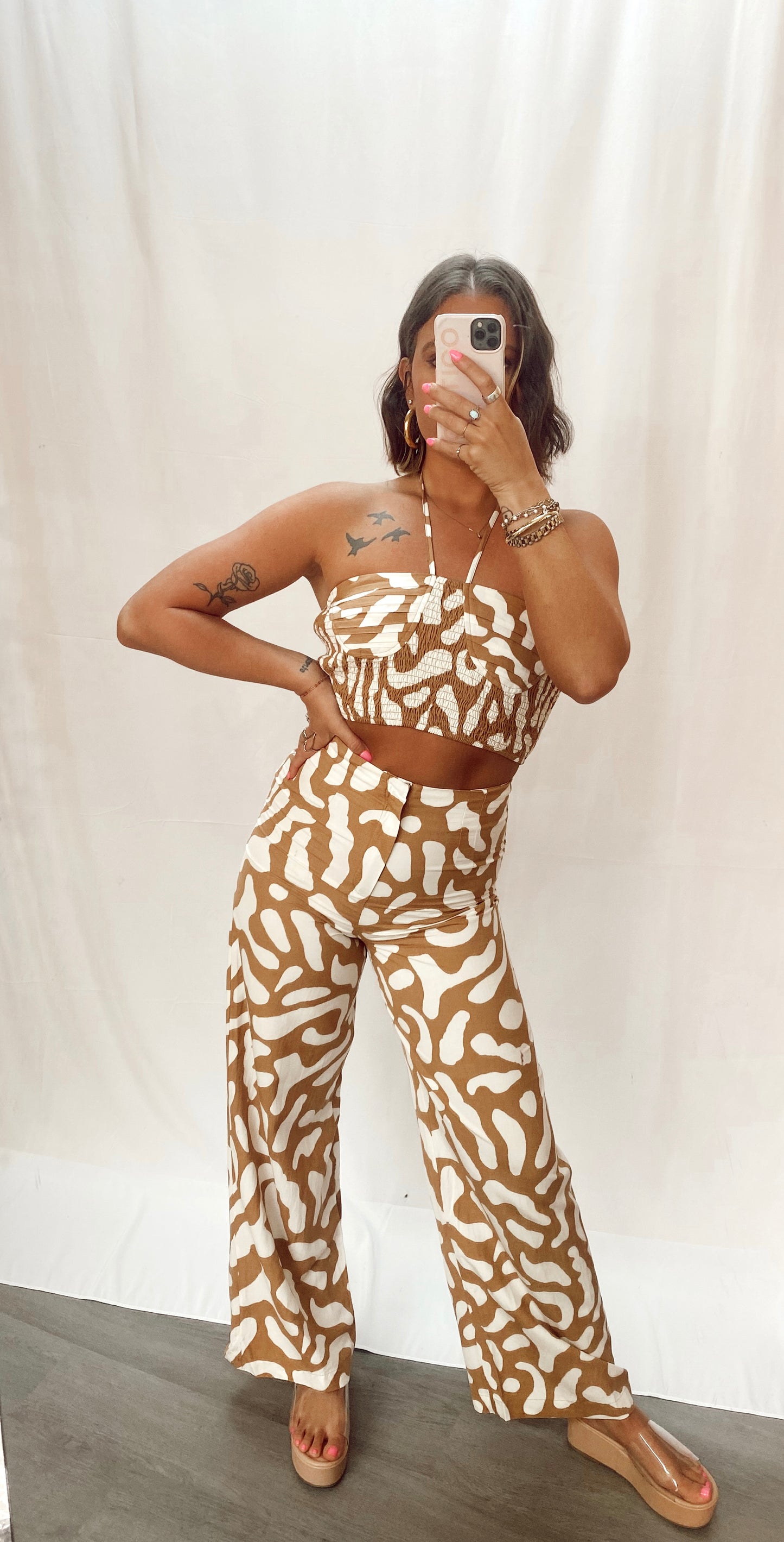 The Moment Animal Print Pants & Crop Top Set