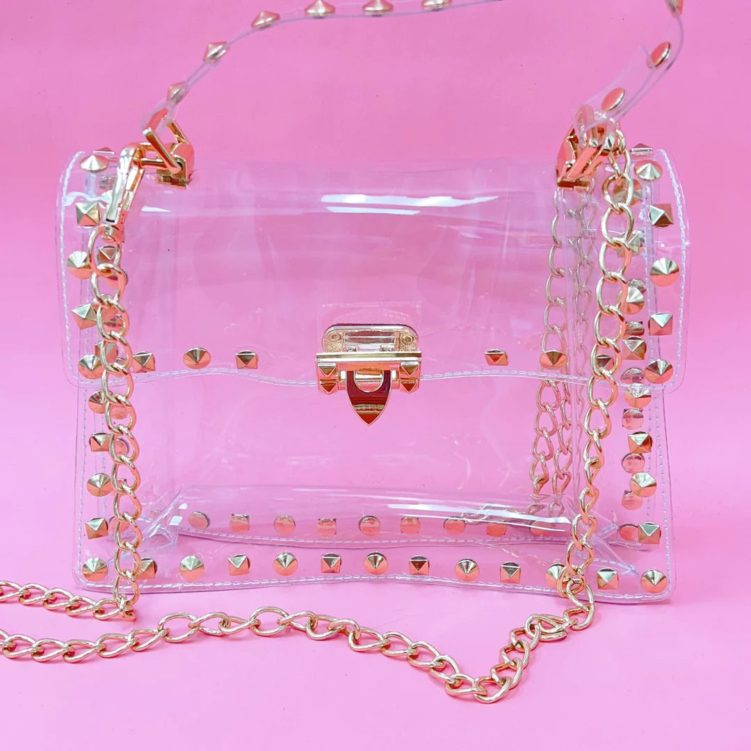 Clear Game Day Purse With Gold Detail