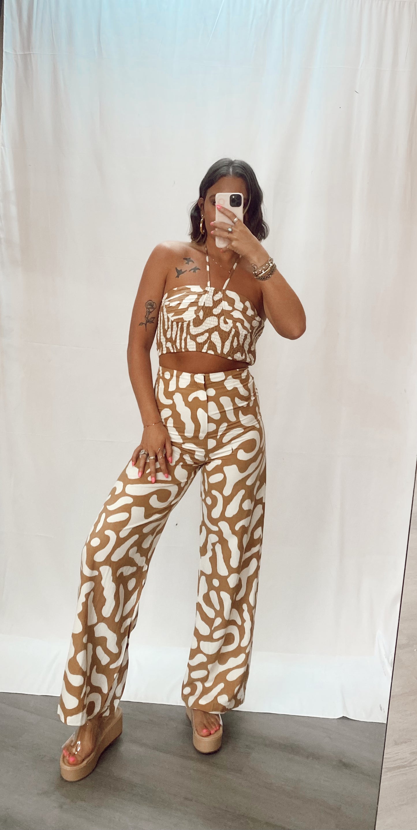 The Moment Animal Print Pants & Crop Top Set