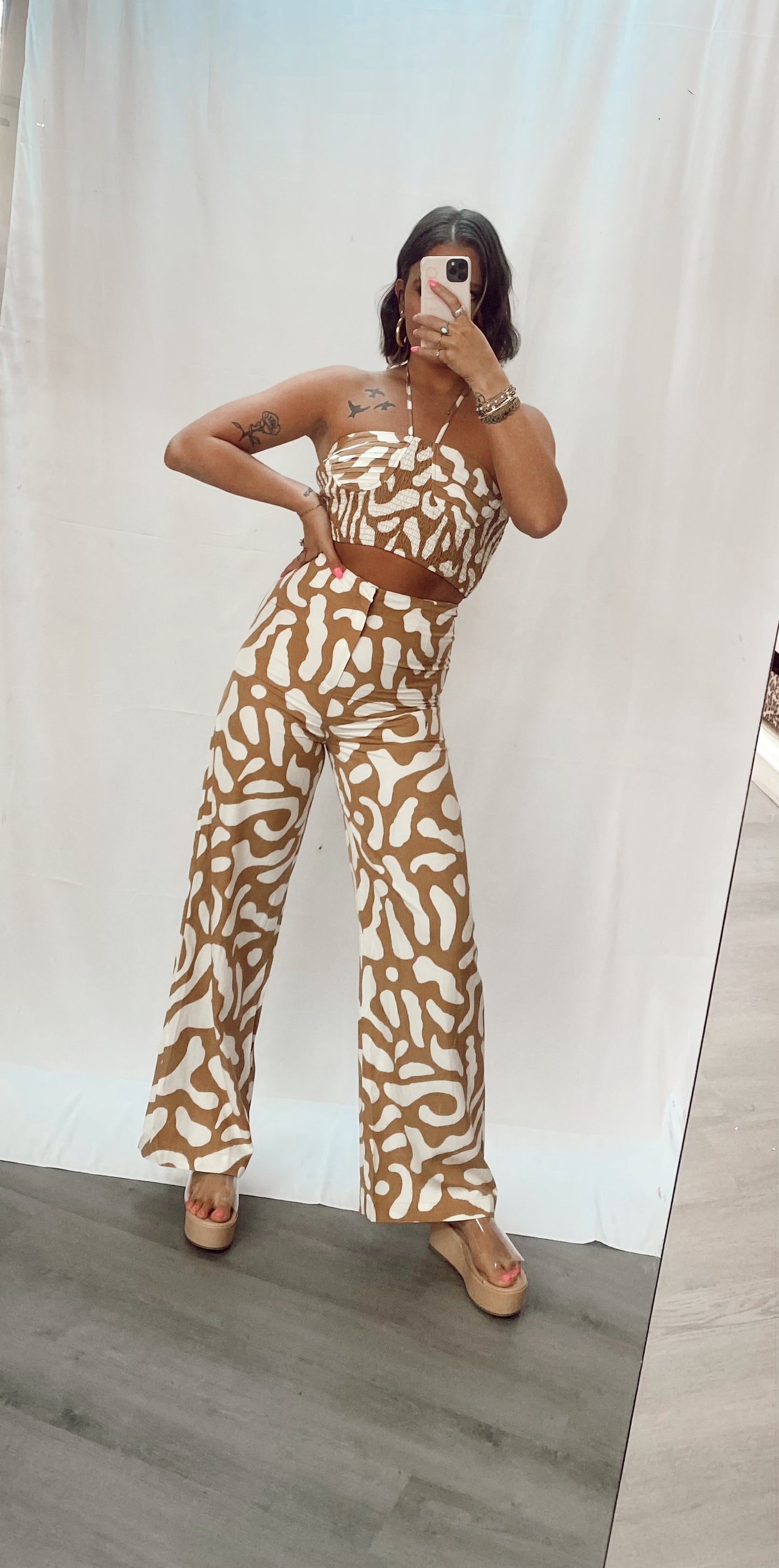 The Moment Animal Print Pants & Crop Top Set