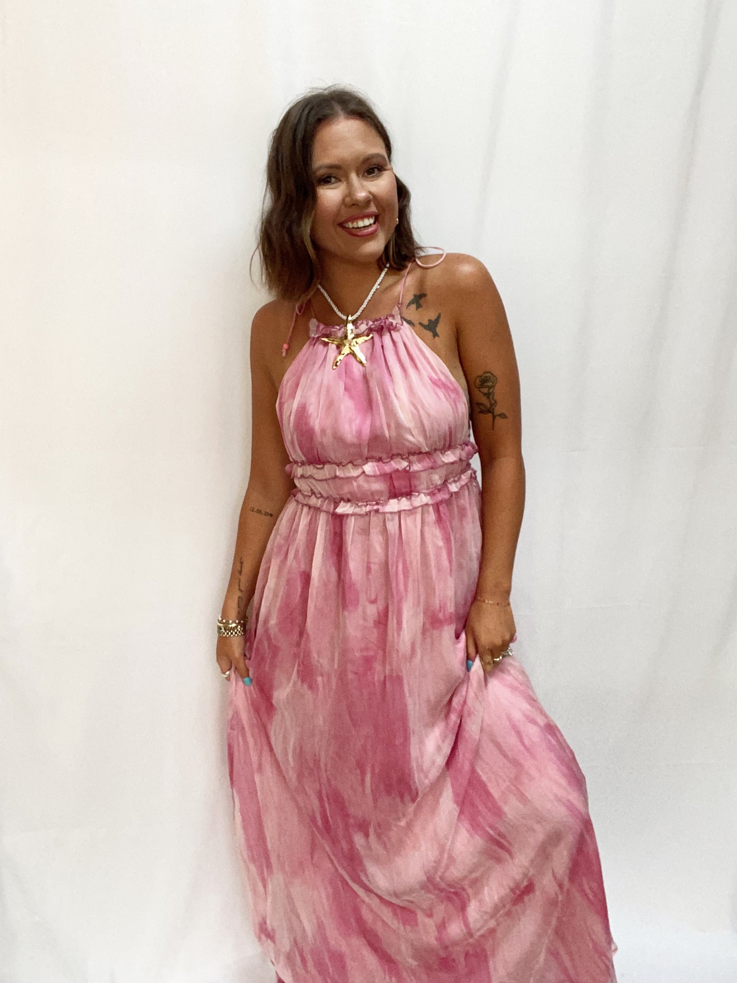 Pink Skies Halter Maxi Dress