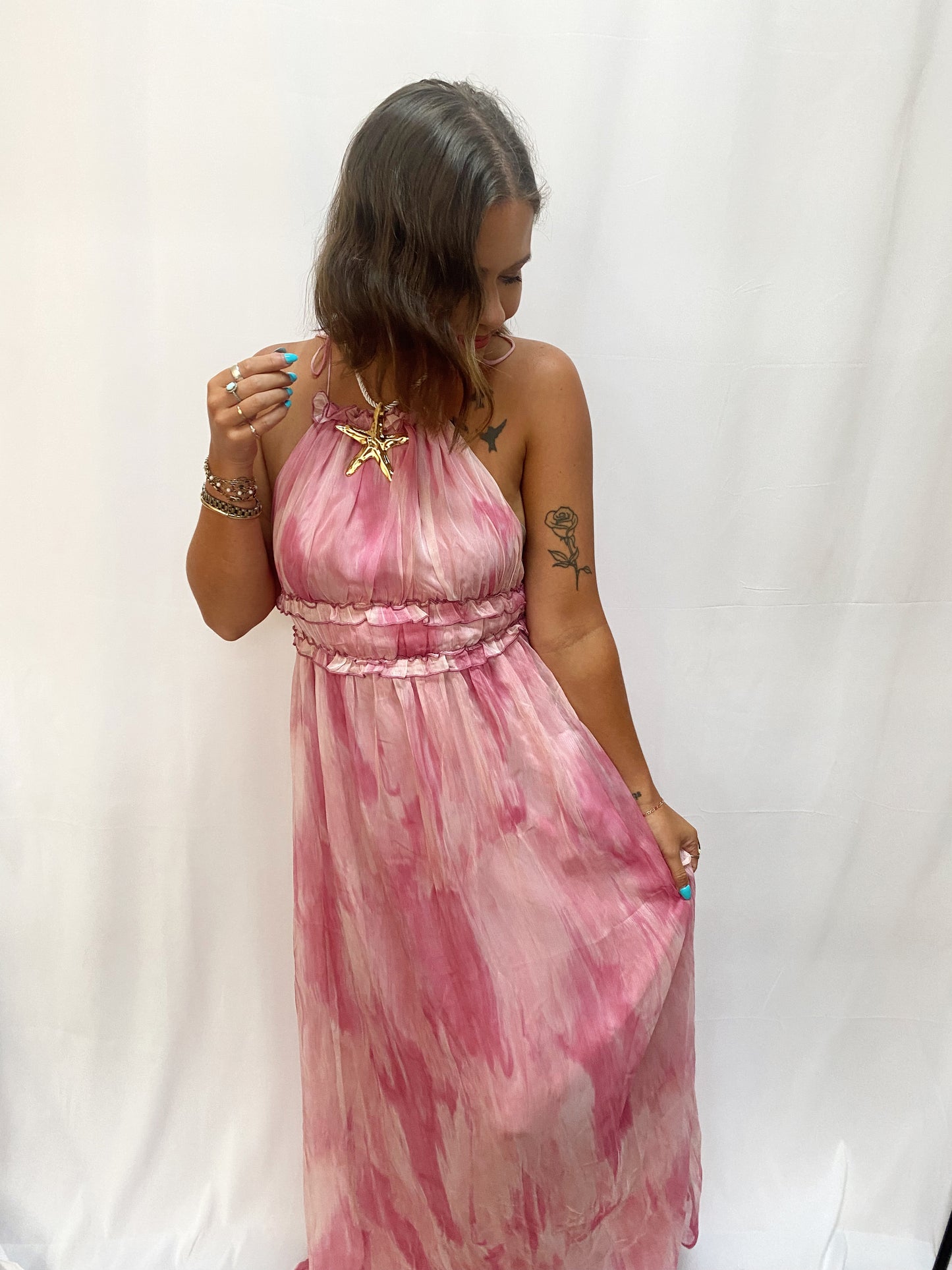 Pink Skies Halter Maxi Dress