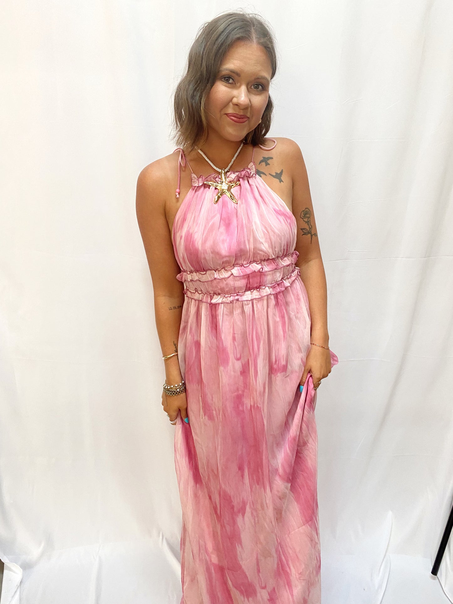 Pink Skies Halter Maxi Dress