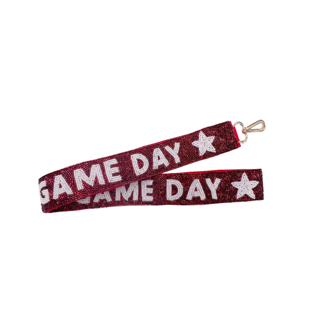 Maroon Game Day Beaded Purse Strap
