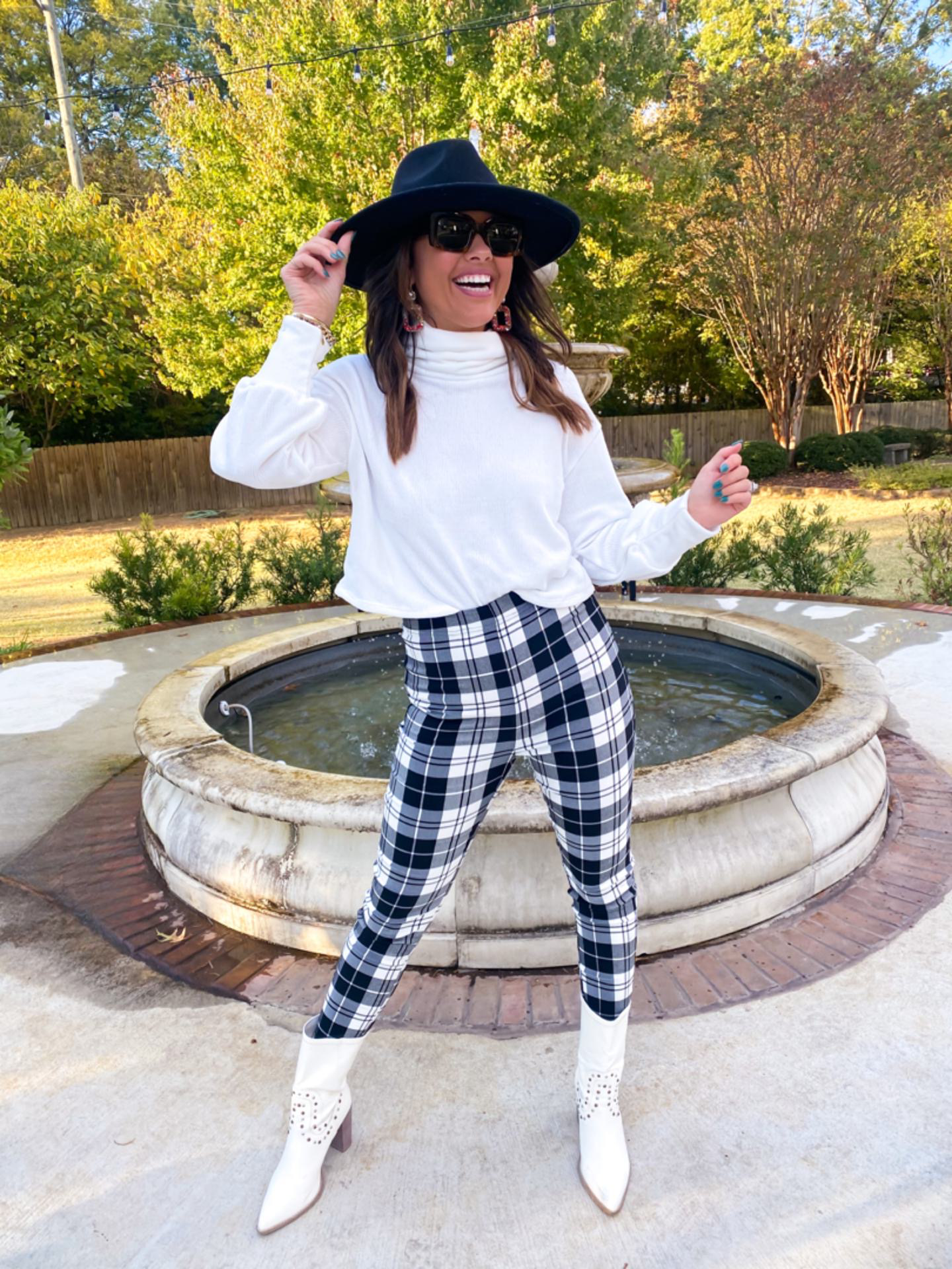 Take Me Out Black + White Plaid Leggings