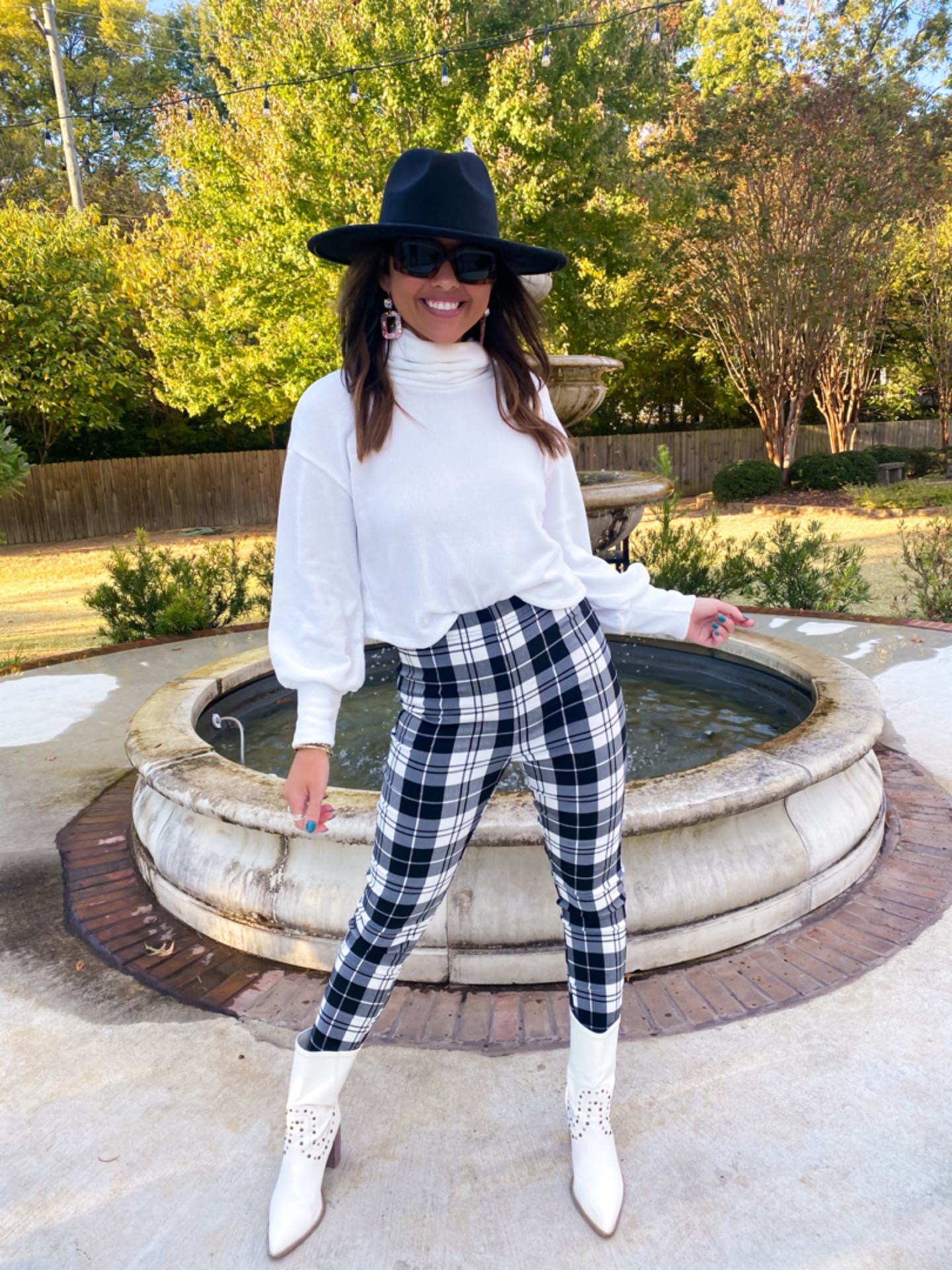 Take Me Out Black + White Plaid Leggings