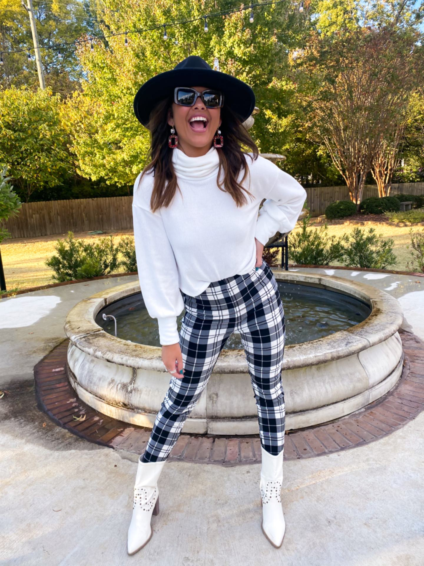 Take Me Out Black + White Plaid Leggings