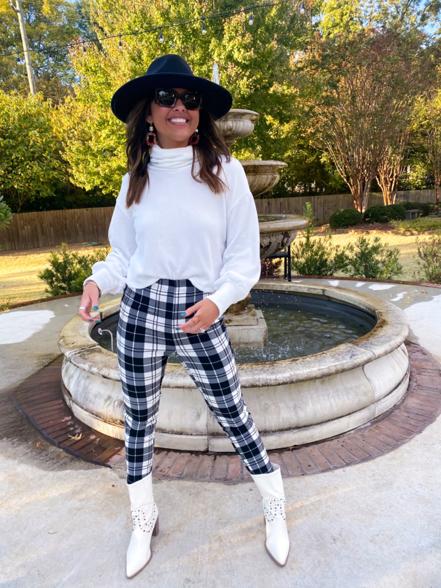 Take Me Out Black + White Plaid Leggings