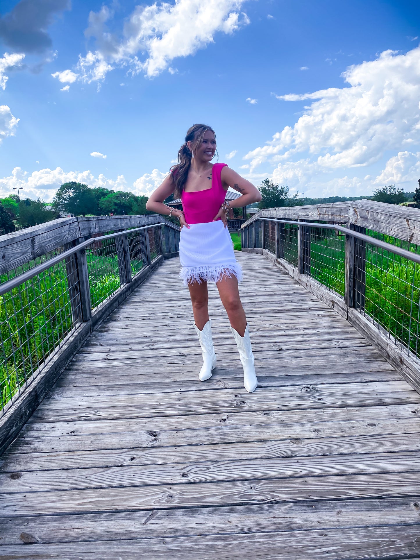 See You Later White Feather Mini Skirt