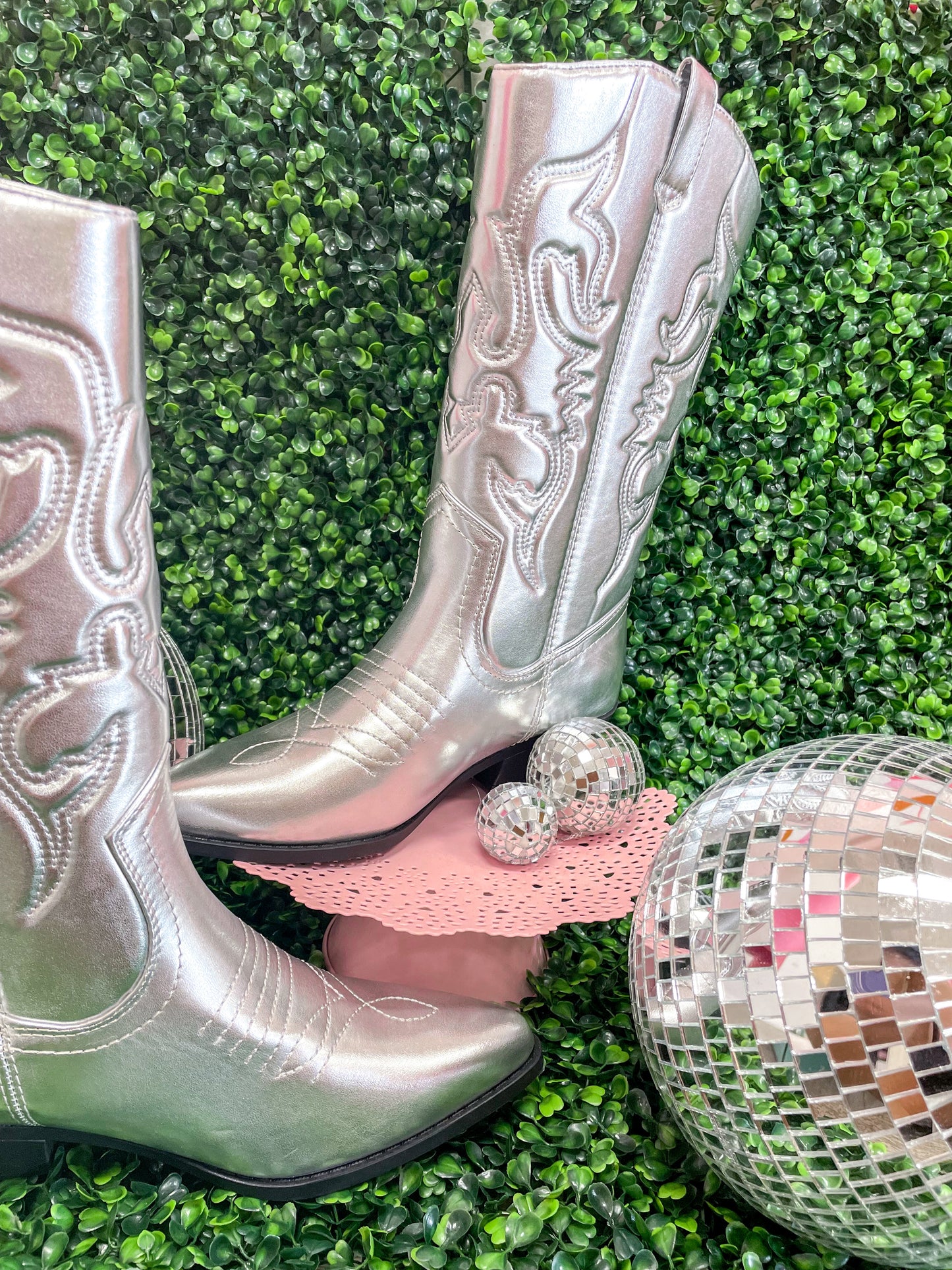 Blame It On My Roots Silver Cowboy Boots
