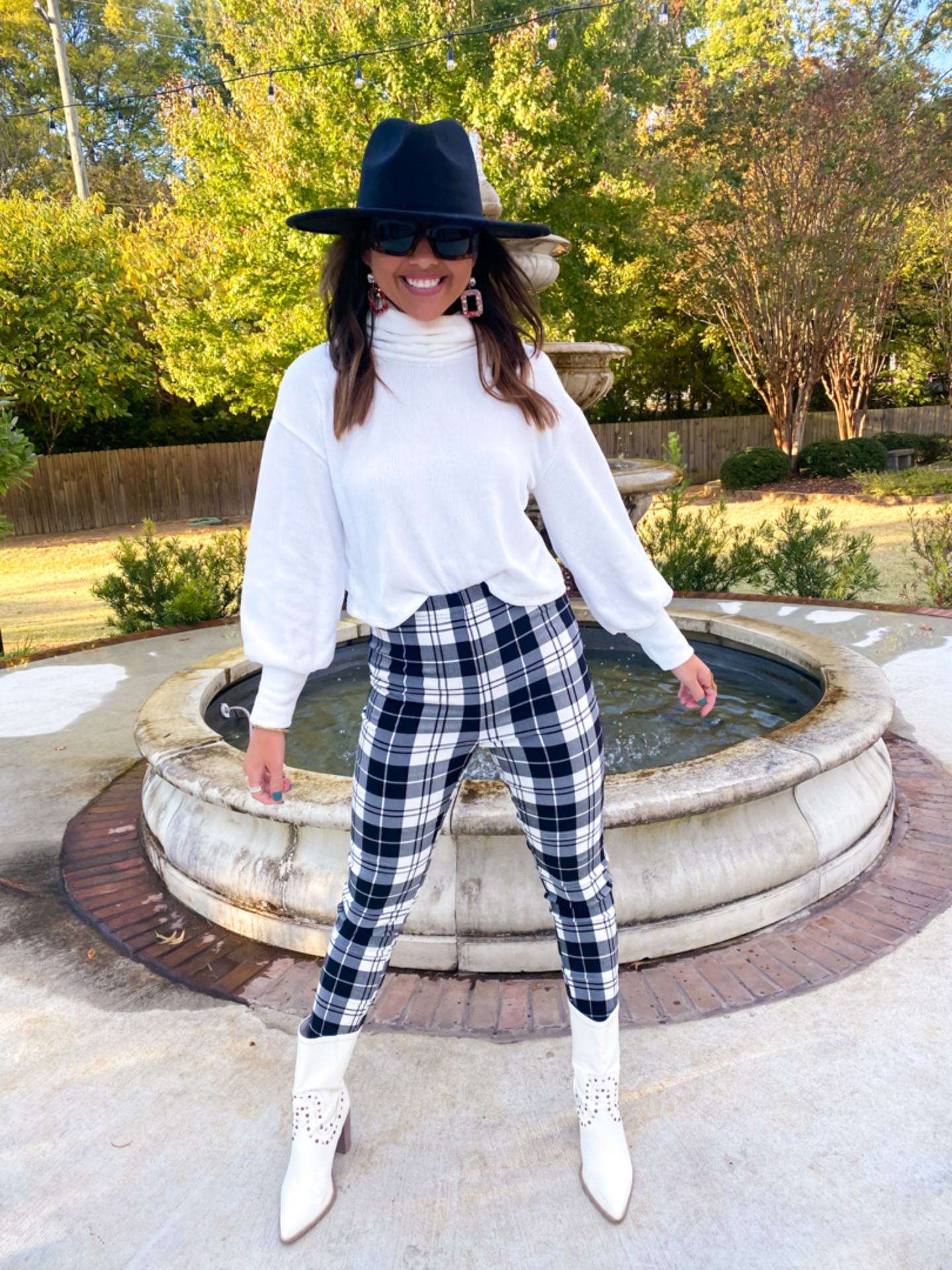 Take Me Out Black + White Plaid Leggings